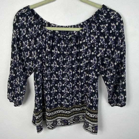 Madewell 100% Silk Gardenhouse Off Shoulder Top Size XS Bohemian Print Floral - Picture 3 of 11